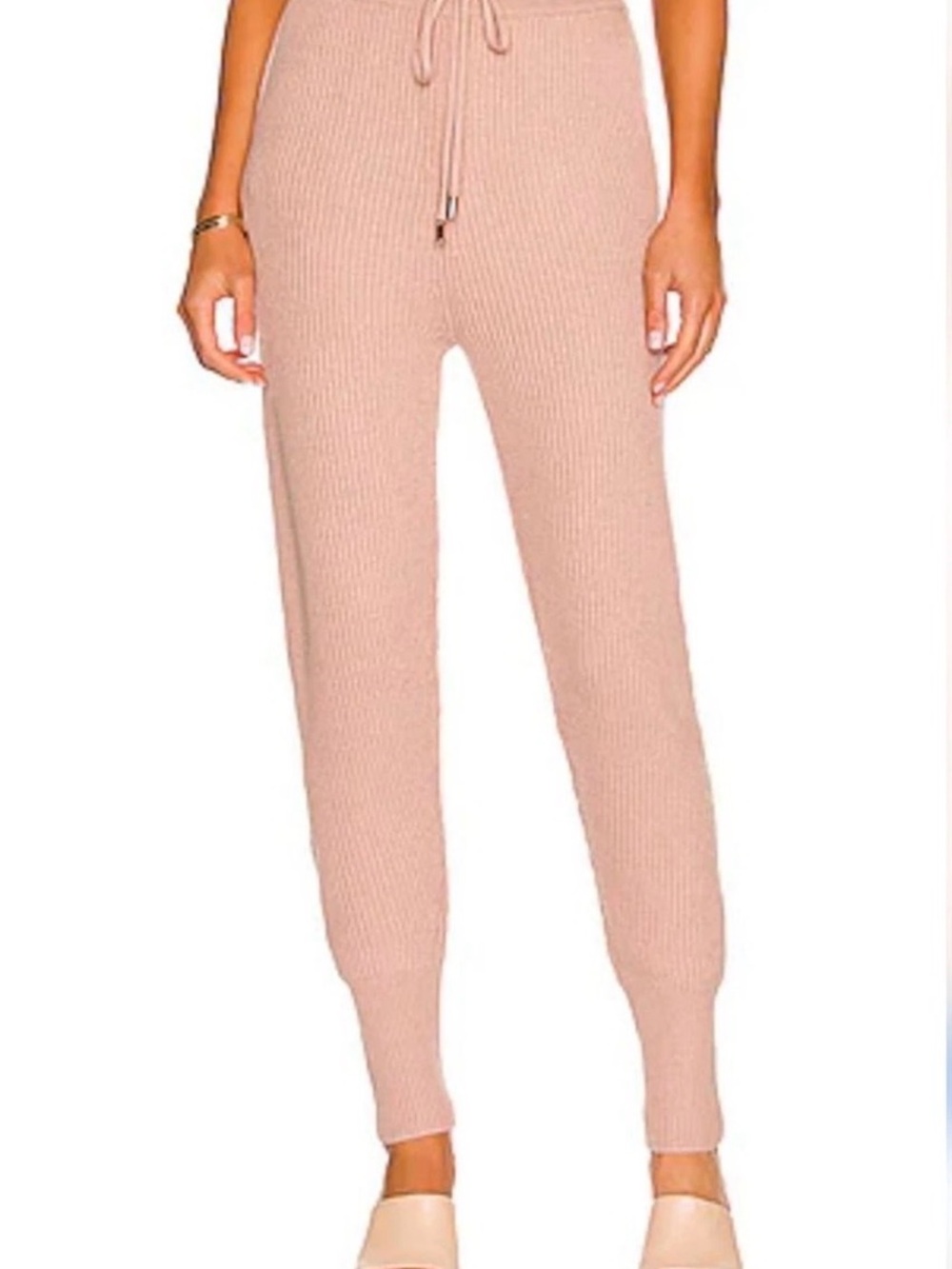Jonathan Simkhai Ribbed Knit Drawstring Joggers in Blush